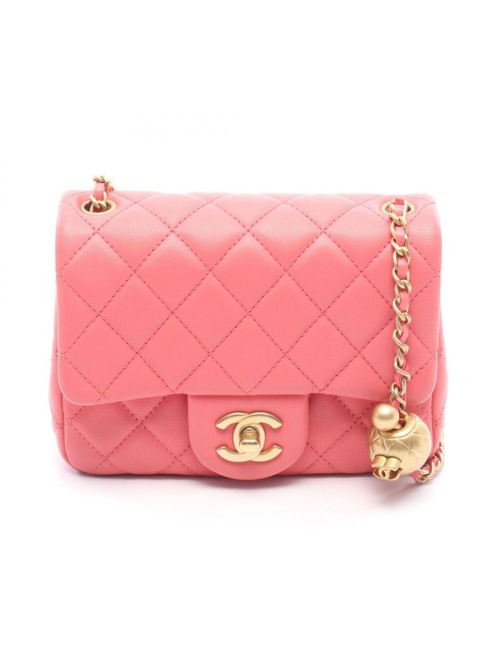 Chanel Shoulder Bag Quilted Pink Leather Mini Chain